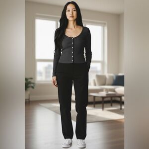 NWT J.Crew Scoopneck Ribbed Cardigan Top – Black, Size S